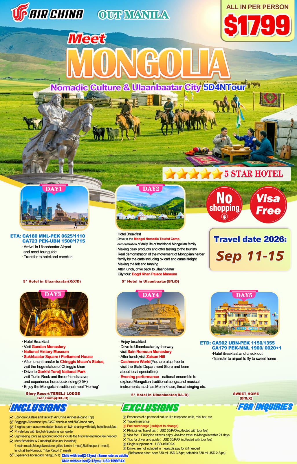 Mongolia tour package | Claor Travel & Tours