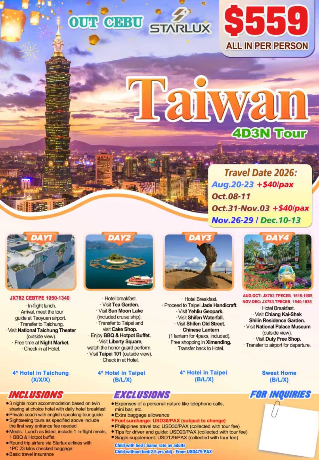 Taiwan tour package 3 — Claor Travel