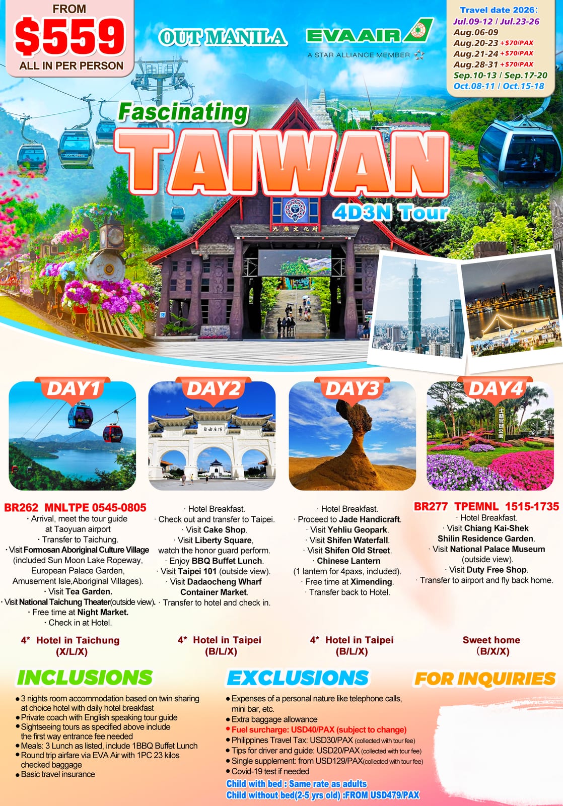 Taiwan tour package | Claor Travel & Tours